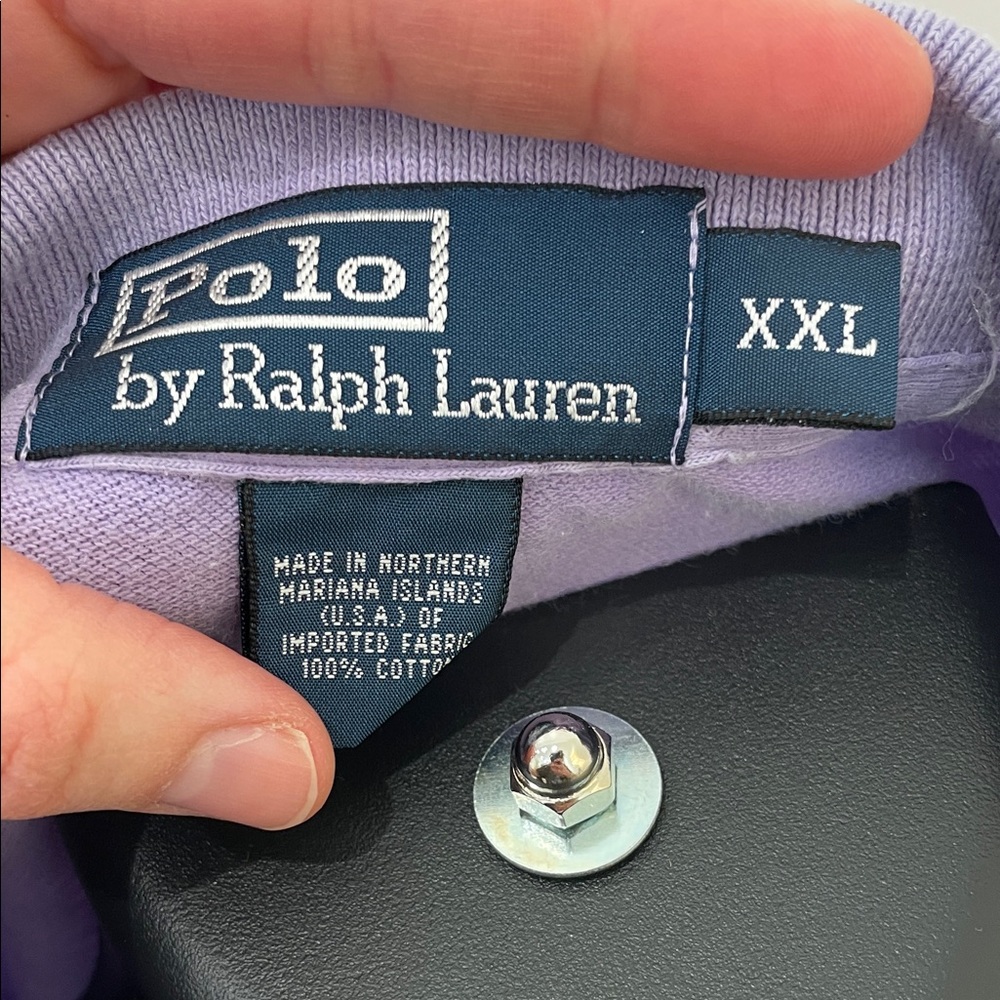 Vintage Lavender Mesh Polo Shirt by Ralph Lauren XXL - Picture 2 of 4